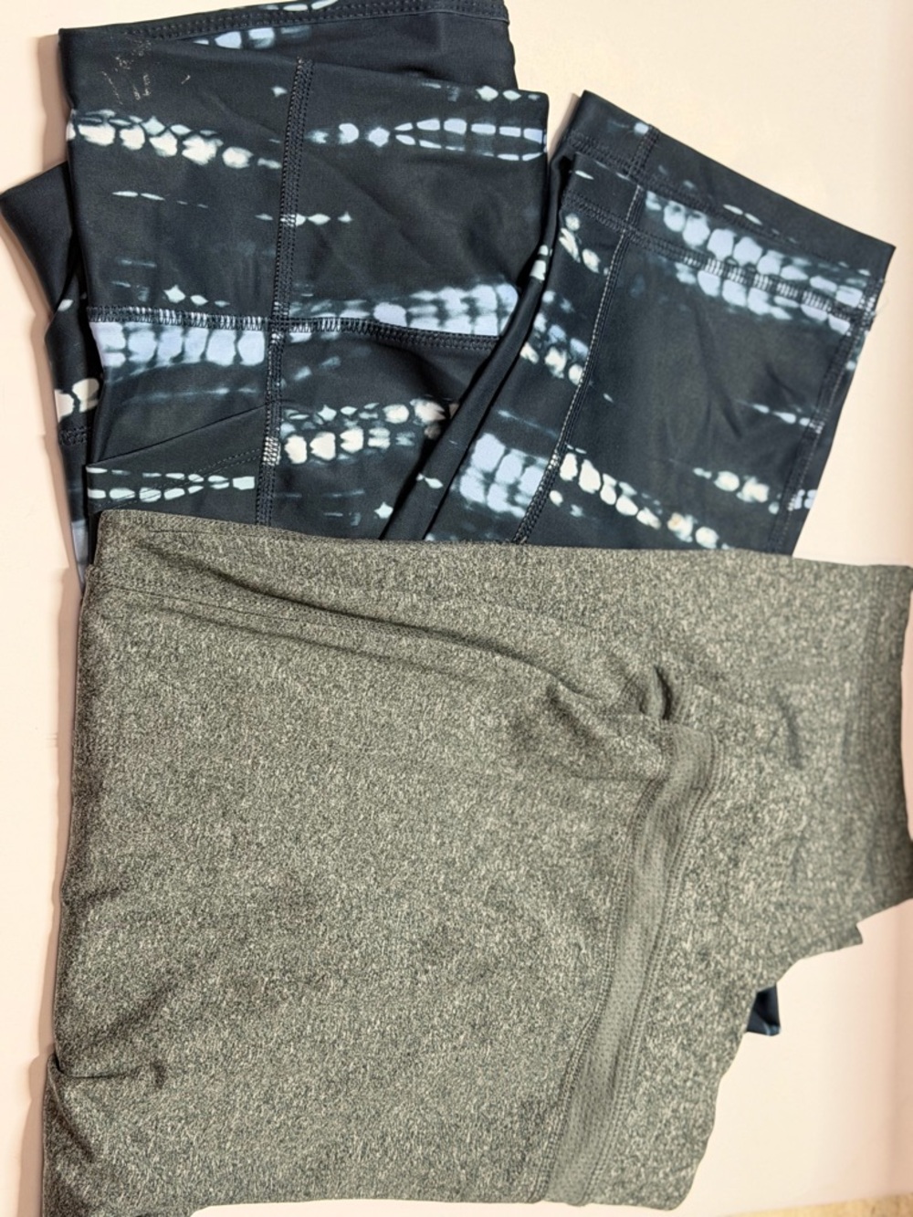 Avia Black Tie-Dye Leggings + Gray Heather Performance Leggings Set